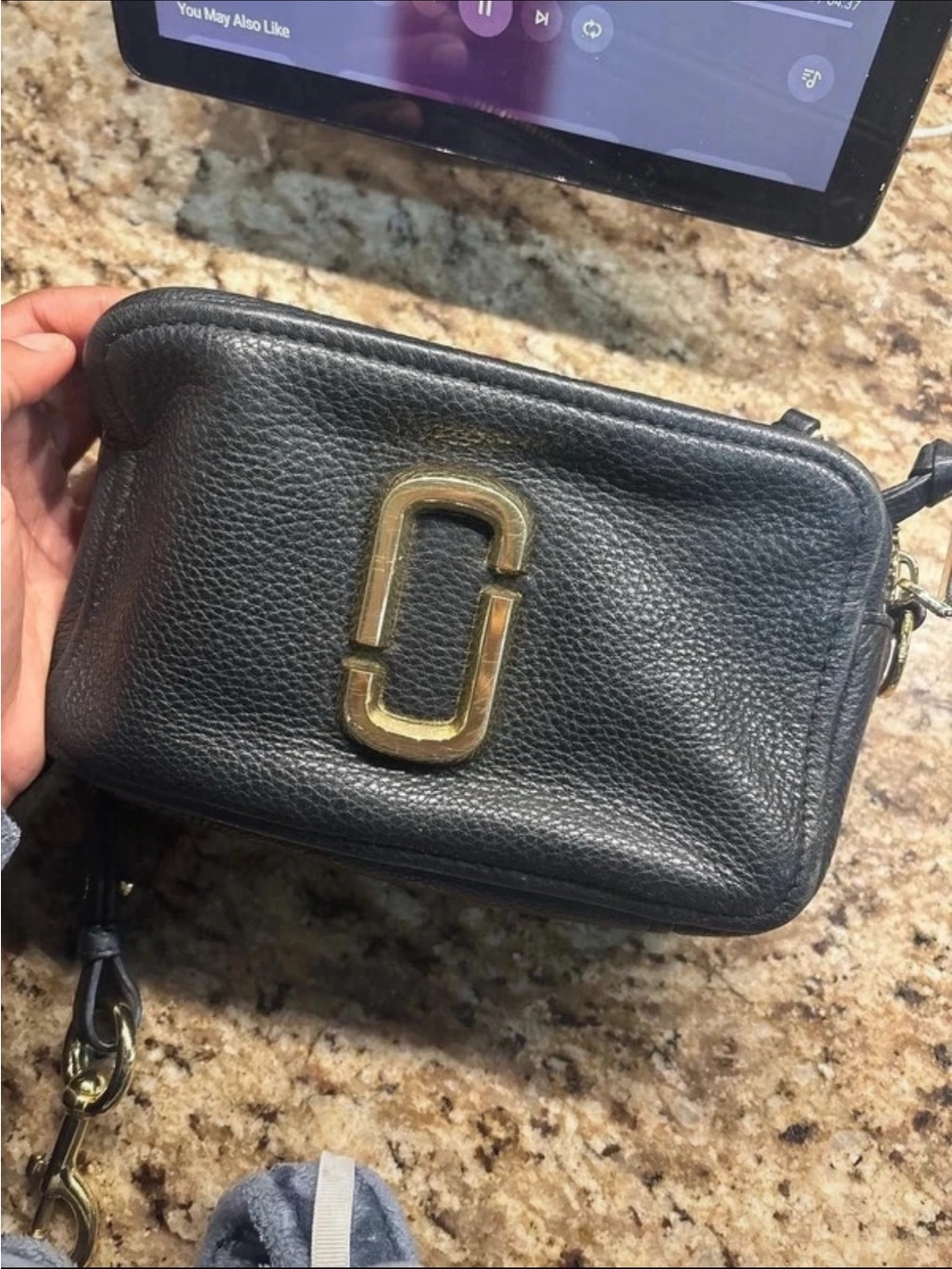 Marc Jacobs Black Leather Crossbody with Gold Double-J Logo